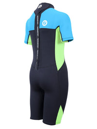 Two Bare Feet Two Tone 2.5mm Shorty Junior Wetsuit (Bright Blue / Lime)