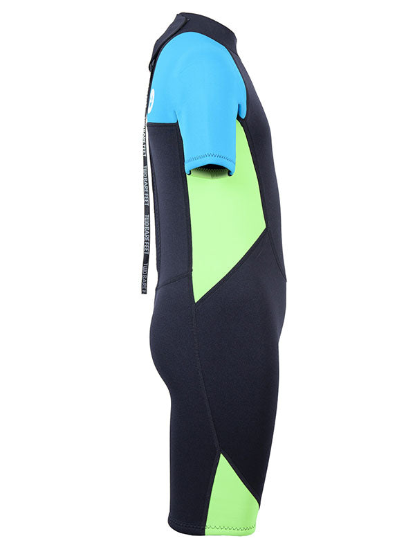 Two Bare Feet Two Tone 2.5mm Shorty Junior Wetsuit (Bright Blue / Lime)