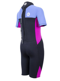 Two Bare Feet Two Tone 2.5mm Shorty Junior Wetsuit (Cornflower Blue / Raspberry)