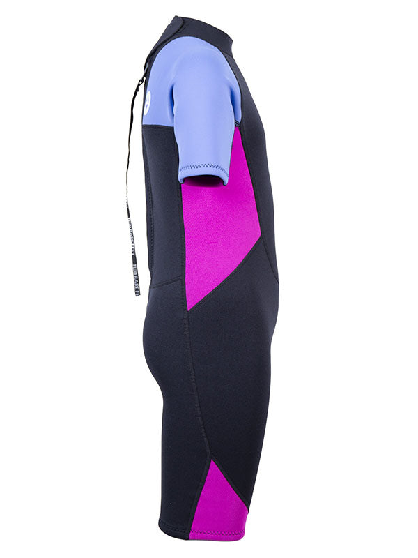 Two Bare Feet Two Tone 2.5mm Shorty Junior Wetsuit (Cornflower Blue / Raspberry)