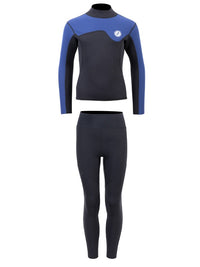 Two Bare Feet Junior Aspect 2.5mm Back Zip Jacket & Pants Set (Black/Blue)