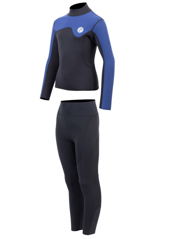 Two Bare Feet Junior Aspect 2.5mm Back Zip Jacket & Pants Set (Black/Blue)