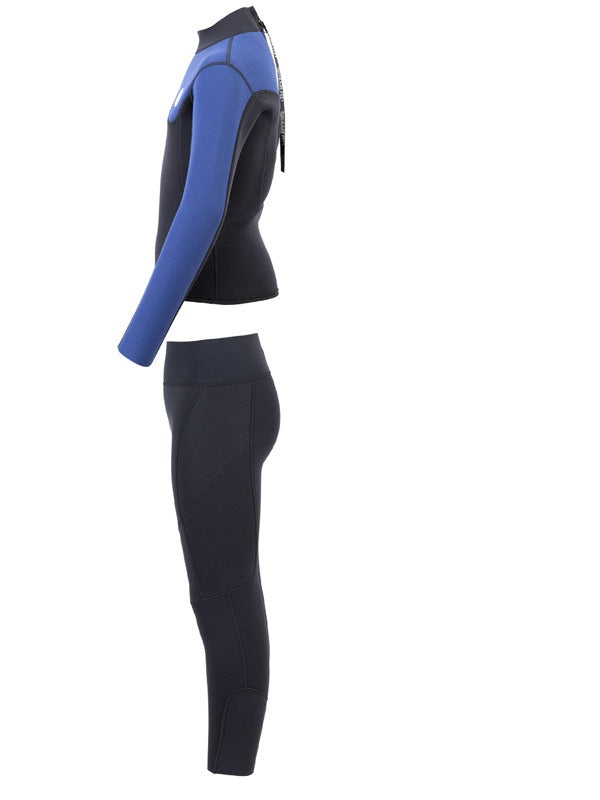 Two Bare Feet Junior Aspect 2.5mm Back Zip Jacket & Pants Set (Black/Blue)