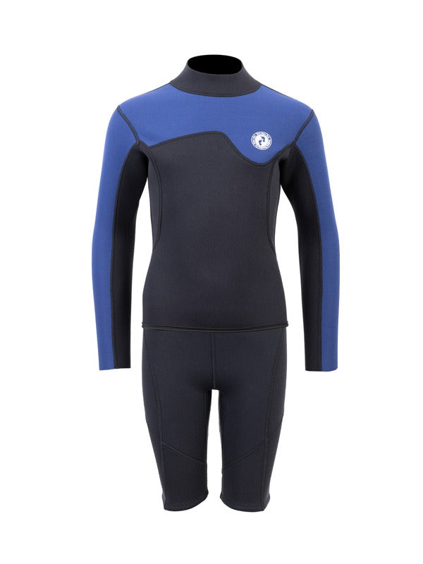 Two Bare Feet Junior Aspect 2.5mm Back Zip Jacket & Shorts Set (Black/Blue)