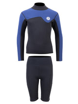 Two Bare Feet Junior Aspect 2.5mm Back Zip Jacket & Shorts Set (Black/Blue)