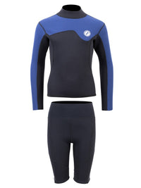 Two Bare Feet Junior Aspect 2.5mm Back Zip Jacket & Shorts Set (Black/Blue)