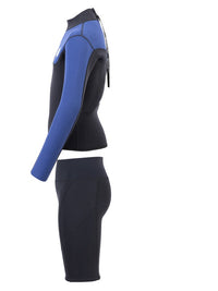 Two Bare Feet Junior Aspect 2.5mm Back Zip Jacket & Shorts Set (Black/Blue)