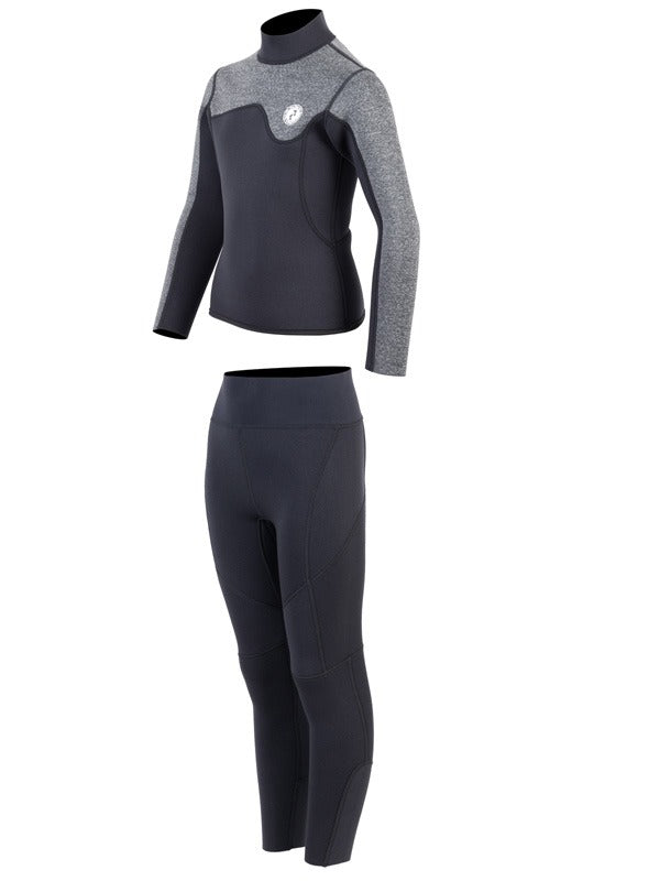 Two Bare Feet Junior Aspect 2.5mm Back Zip Jacket & Pants Set (Black/Grey)
