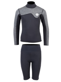Two Bare Feet Junior Aspect 2.5mm Back Zip Jacket & Shorts Set (Black/Grey)