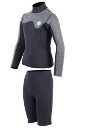 Two Bare Feet Junior Aspect 2.5mm Back Zip Jacket & Shorts Set (Black/Grey)