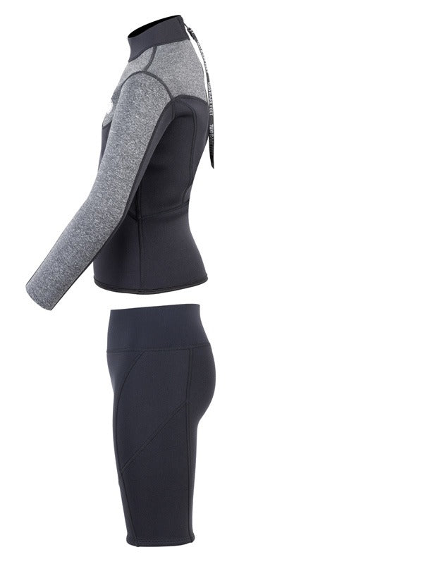 Two Bare Feet Junior Aspect 2.5mm Back Zip Jacket & Shorts Set (Black/Grey)