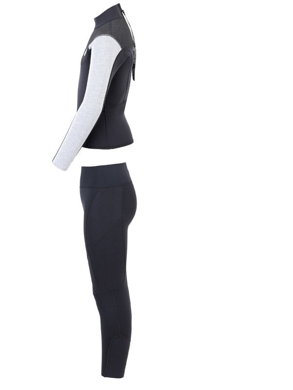 Two Bare Feet Junior Aspect 2.5mm Back Zip Jacket & Pants Set (Black/Grey/Grey)