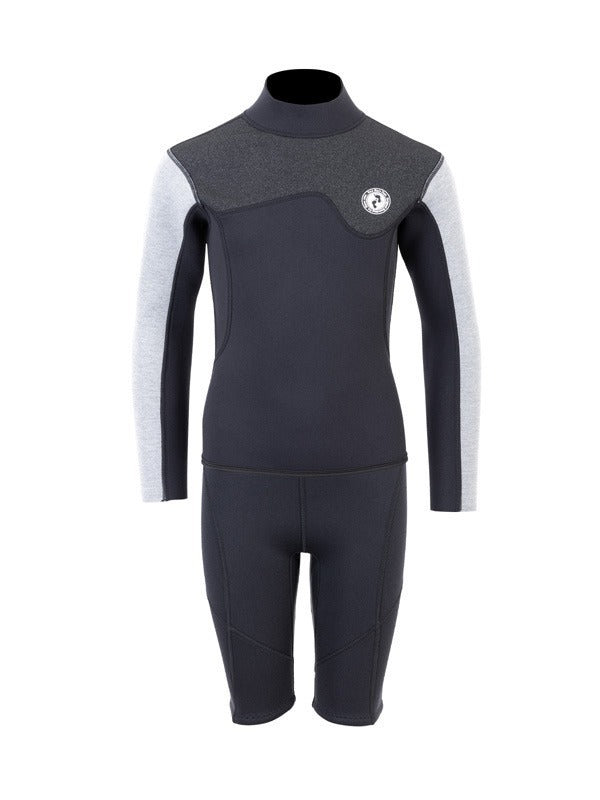 Two Bare Feet Junior Aspect 2.5mm Back Zip Jacket & Shorts Set (Black/Grey/Grey)