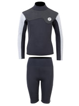 Two Bare Feet Junior Aspect 2.5mm Back Zip Jacket & Shorts Set (Black/Grey/Grey)