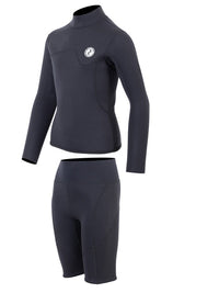 Two Bare Feet Junior Aspect 2.5mm Back Zip Jacket & Shorts Set (Black)