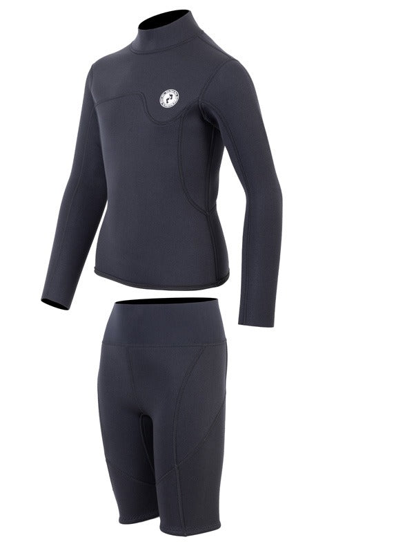 Two Bare Feet Junior Aspect 2.5mm Back Zip Jacket & Shorts Set (Black)