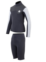 Two Bare Feet Junior Aspect 2.5mm Back Zip Jacket & Shorts Set (Black/Grey/Grey)