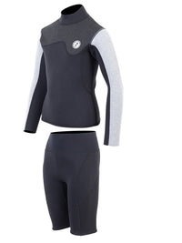 Two Bare Feet Junior Aspect 2.5mm Back Zip Jacket & Shorts Set (Black/Grey/Grey)