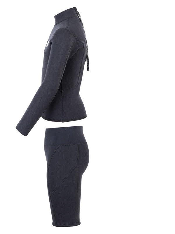 Two Bare Feet Junior Aspect 2.5mm Back Zip Jacket & Shorts Set (Black)