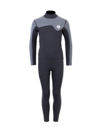 Two Bare Feet Junior Aspect 2.5mm Back Zip Jacket & Pants Set (Black/Grey Stripes)