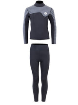 Two Bare Feet Junior Aspect 2.5mm Back Zip Jacket & Pants Set (Black/Grey Stripes)