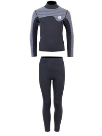 Two Bare Feet Junior Aspect 2.5mm Back Zip Jacket & Pants Set (Black/Grey Stripes)