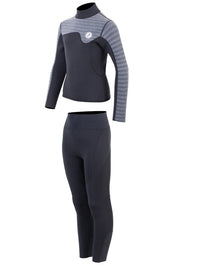 Two Bare Feet Junior Aspect 2.5mm Back Zip Jacket & Pants Set (Black/Grey Stripes)
