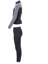 Two Bare Feet Junior Aspect 2.5mm Back Zip Jacket & Pants Set (Black/Grey Stripes)
