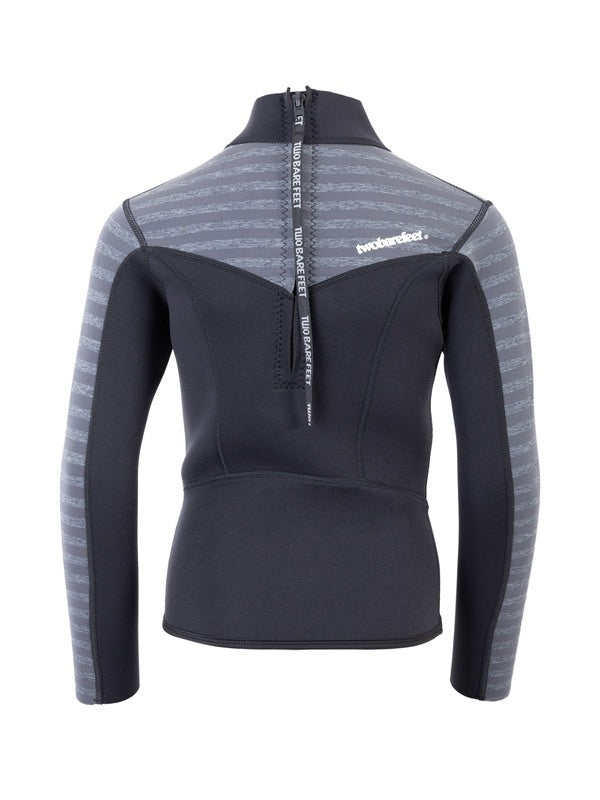 Two Bare Feet Junior Aspect 2.5mm Back Zip Jacket & Pants Set (Black/Grey Stripes)
