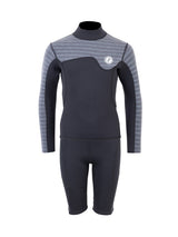 Two Bare Feet Junior Aspect 2.5mm Back Zip Jacket & Shorts Set (Black/Grey Stripes)