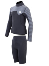 Two Bare Feet Junior Aspect 2.5mm Back Zip Jacket & Shorts Set (Black/Grey Stripes)