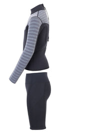 Two Bare Feet Junior Aspect 2.5mm Back Zip Jacket & Shorts Set (Black/Grey Stripes)