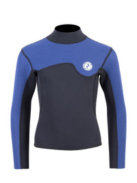 Two Bare Feet Junior Aspect Fleece Lined Zipless Thermal 2.5mm Superstretch Wetsuit Top (Black/Blue)