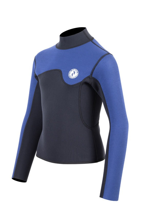 Two Bare Feet Junior Aspect Fleece Lined Zipless Thermal 2.5mm Superstretch Wetsuit Top (Black/Blue)