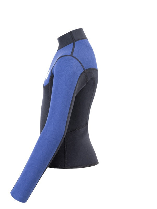 Two Bare Feet Junior Aspect Fleece Lined Zipless Thermal 2.5mm Superstretch Wetsuit Top (Black/Blue)