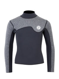 Two Bare Feet Junior Aspect Fleece Lined Zipless Thermal 2.5mm Superstretch Wetsuit Top (Black/Grey)