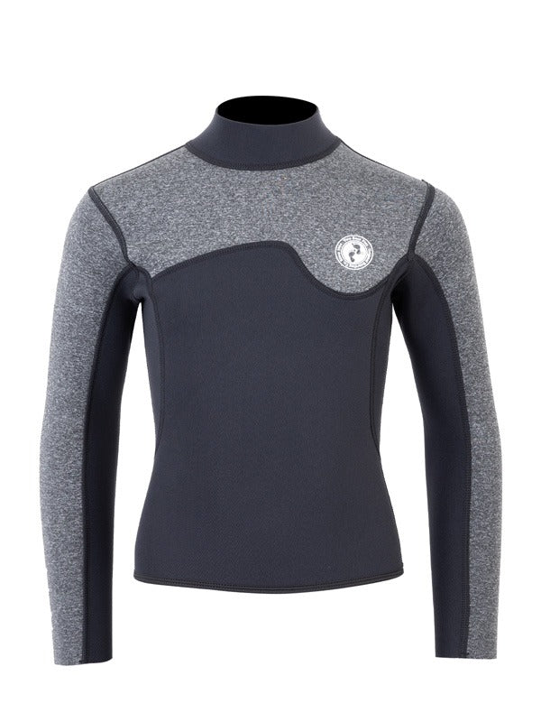 Two Bare Feet Junior Aspect Fleece Lined Zipless Thermal 2.5mm Superstretch Wetsuit Top (Black/Grey)