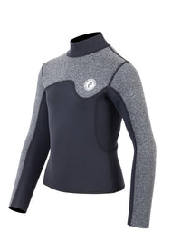 Two Bare Feet Junior Aspect Fleece Lined Zipless Thermal 2.5mm Superstretch Wetsuit Top (Black/Grey)