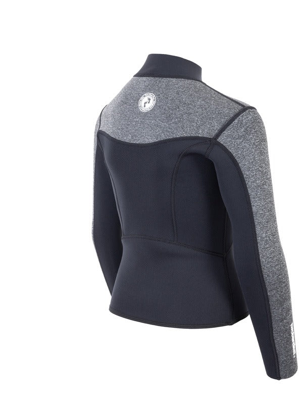 Two Bare Feet Junior Aspect Fleece Lined Zipless Thermal 2.5mm Superstretch Wetsuit Top (Black/Grey)
