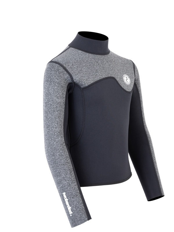 Two Bare Feet Junior Aspect Fleece Lined Zipless Thermal 2.5mm Superstretch Wetsuit Top (Black/Grey)