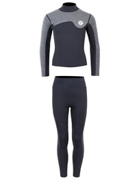 Two Bare Feet Junior Aspect Fleece Lined Zipless Thermal 2.5mm Superstretch Wetsuit Top & Pants Set (Black/Grey)