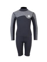 Two Bare Feet Junior Aspect Fleece Lined Zipless Thermal 2.5mm Superstretch Wetsuit Top & Shorts Set (Black/Grey)