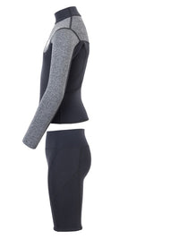 Two Bare Feet Junior Aspect Fleece Lined Zipless Thermal 2.5mm Superstretch Wetsuit Top & Shorts Set (Black/Grey)