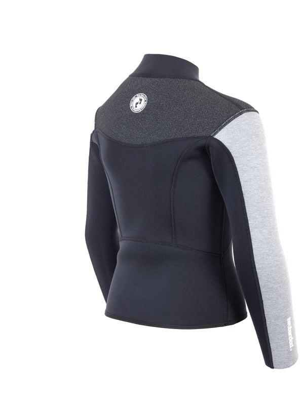 Two Bare Feet Junior Aspect Fleece Lined Zipless Thermal 2.5mm Superstretch Wetsuit Top (Black/Grey/Grey)