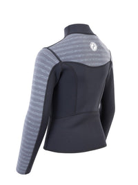 Two Bare Feet Junior Aspect Fleece Lined Zipless Thermal 2.5mm Superstretch Wetsuit Top (Black/Grey Stripe)