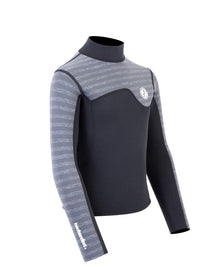 Two Bare Feet Junior Aspect Fleece Lined Zipless Thermal 2.5mm Superstretch Wetsuit Top (Black/Grey Stripe)