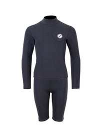 Two Bare Feet Junior Aspect Fleece Lined Zipless Thermal 2.5mm Superstretch Wetsuit Top & Shorts Set (Black)
