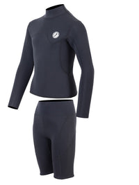 Two Bare Feet Junior Aspect Fleece Lined Zipless Thermal 2.5mm Superstretch Wetsuit Top & Shorts Set (Black)