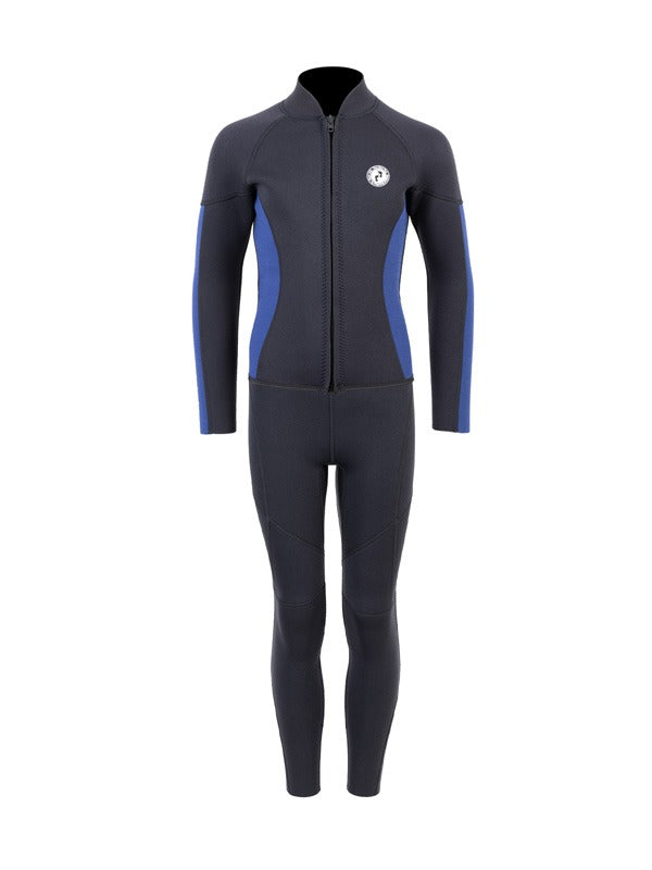 Two Bare Feet Junior Perspective Full Zip 2.5mm Wetsuit Jacket and Pants Set (Black/Blue)