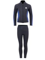 Two Bare Feet Junior Perspective Full Zip 2.5mm Wetsuit Jacket and Pants Set (Black/Blue)